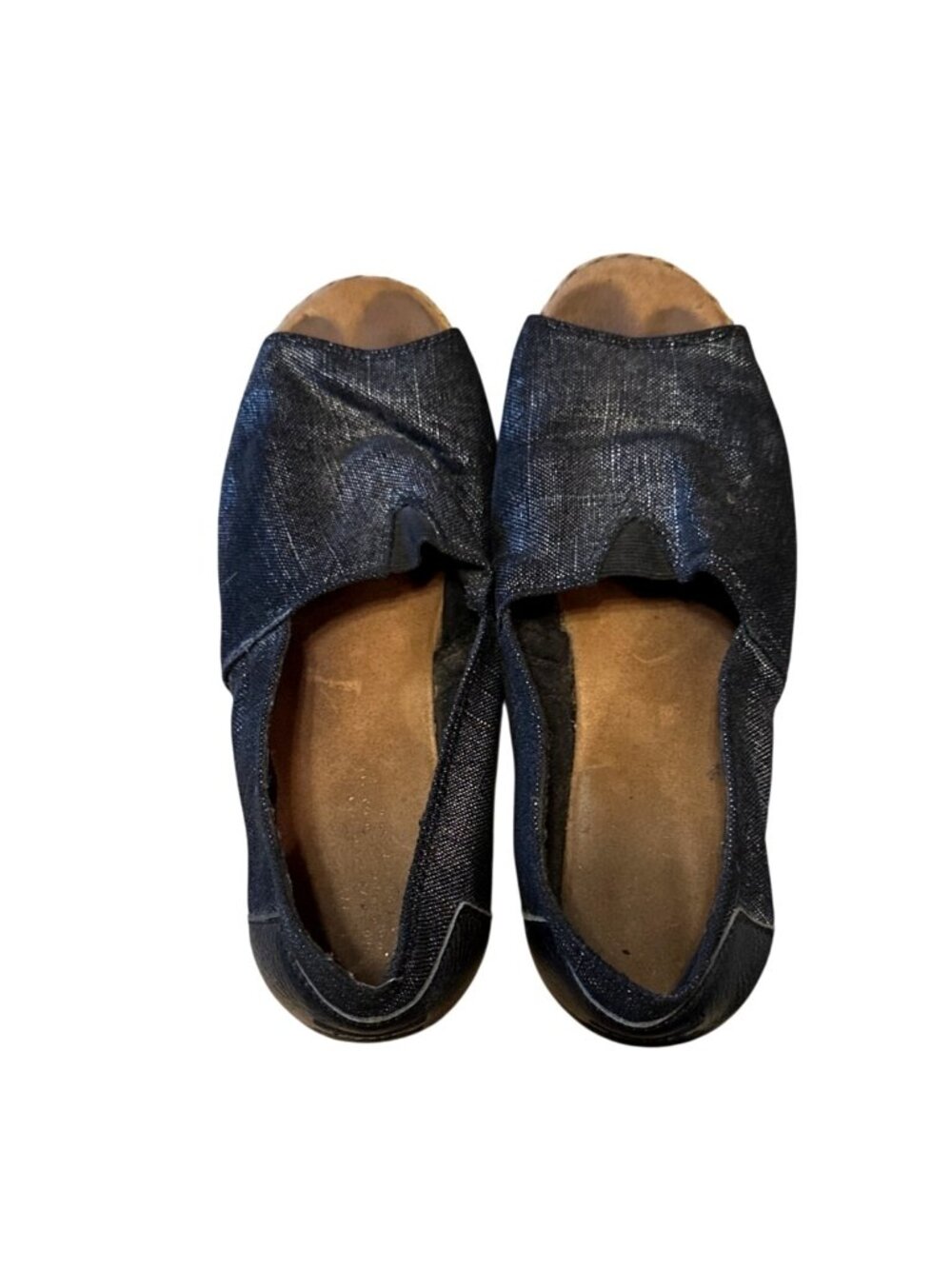 Toms Black Open-Toe Espadrille Flats With Woven Sole Womens Size 7